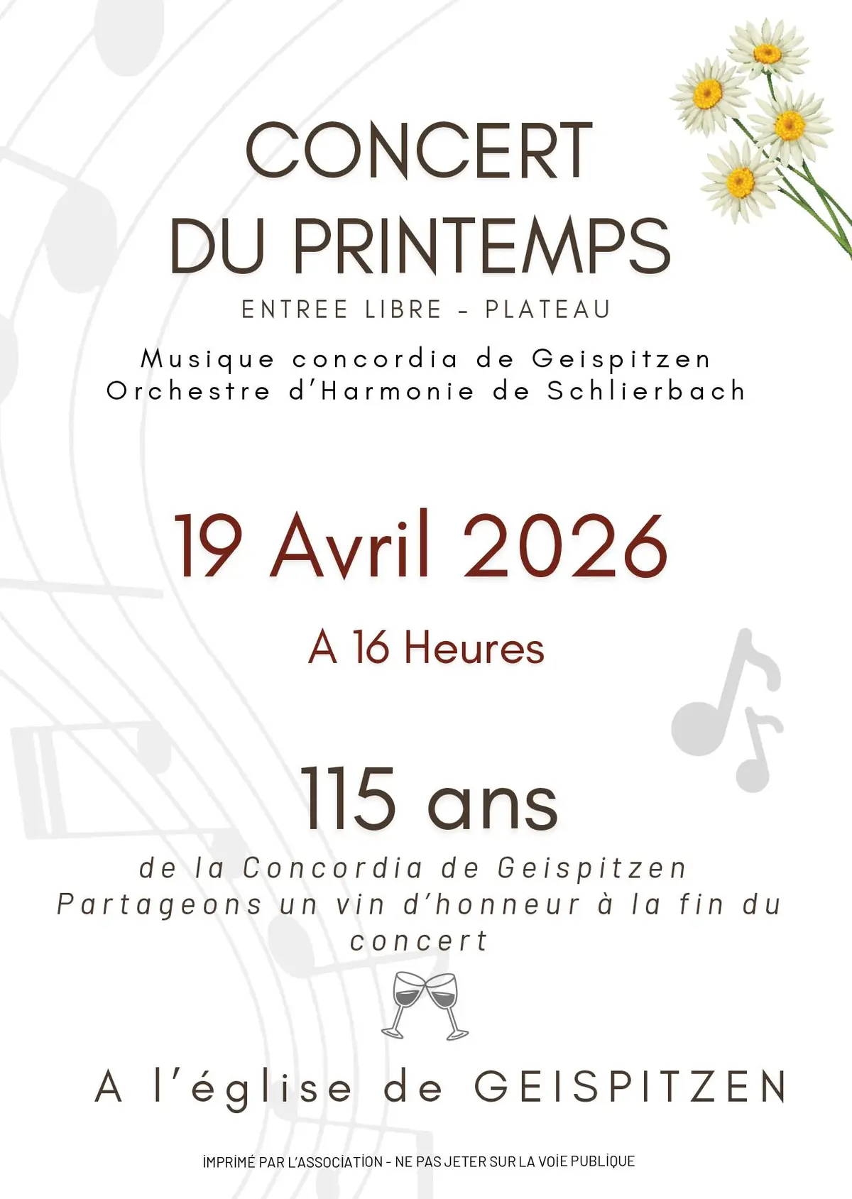 Concert de printemps Concordia de Geispitzen et Harmonie de Schlierbach