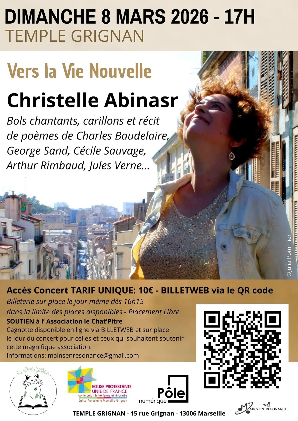 Vers la vie nouvelle, Christelle Abinasr aux bols chantants, carillons et récit