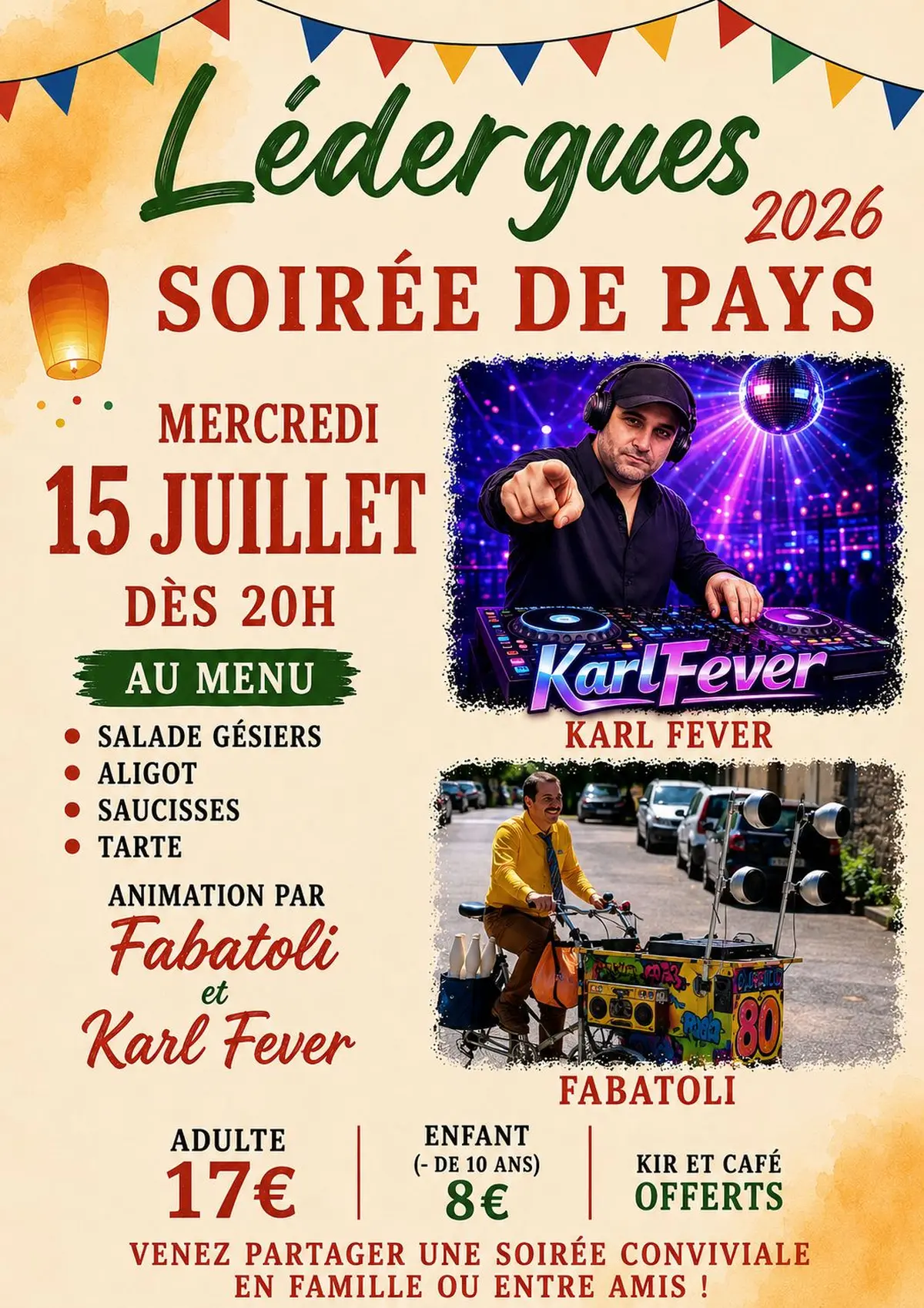 Soirée de pays, repas et animations à Lédergues
