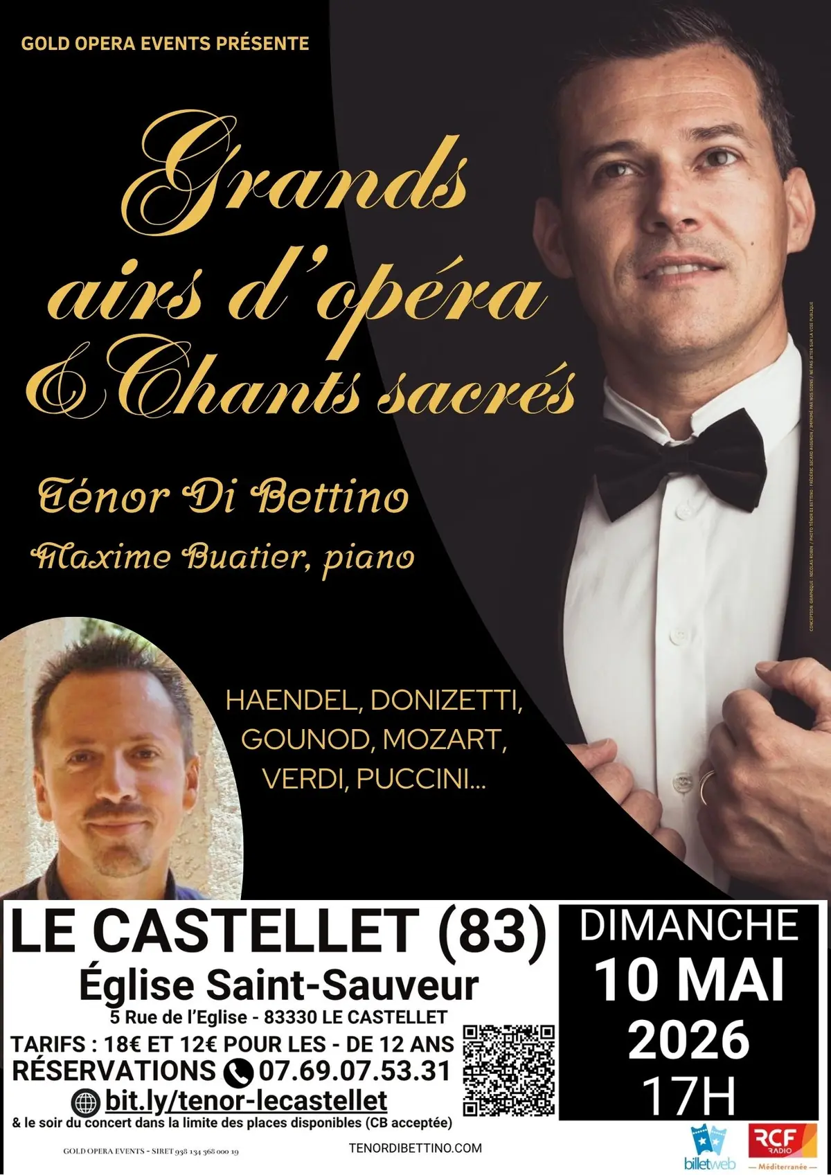 Concert Grands Airs d'Opéra et Chants Sacrés par le Ténor Di Bettino