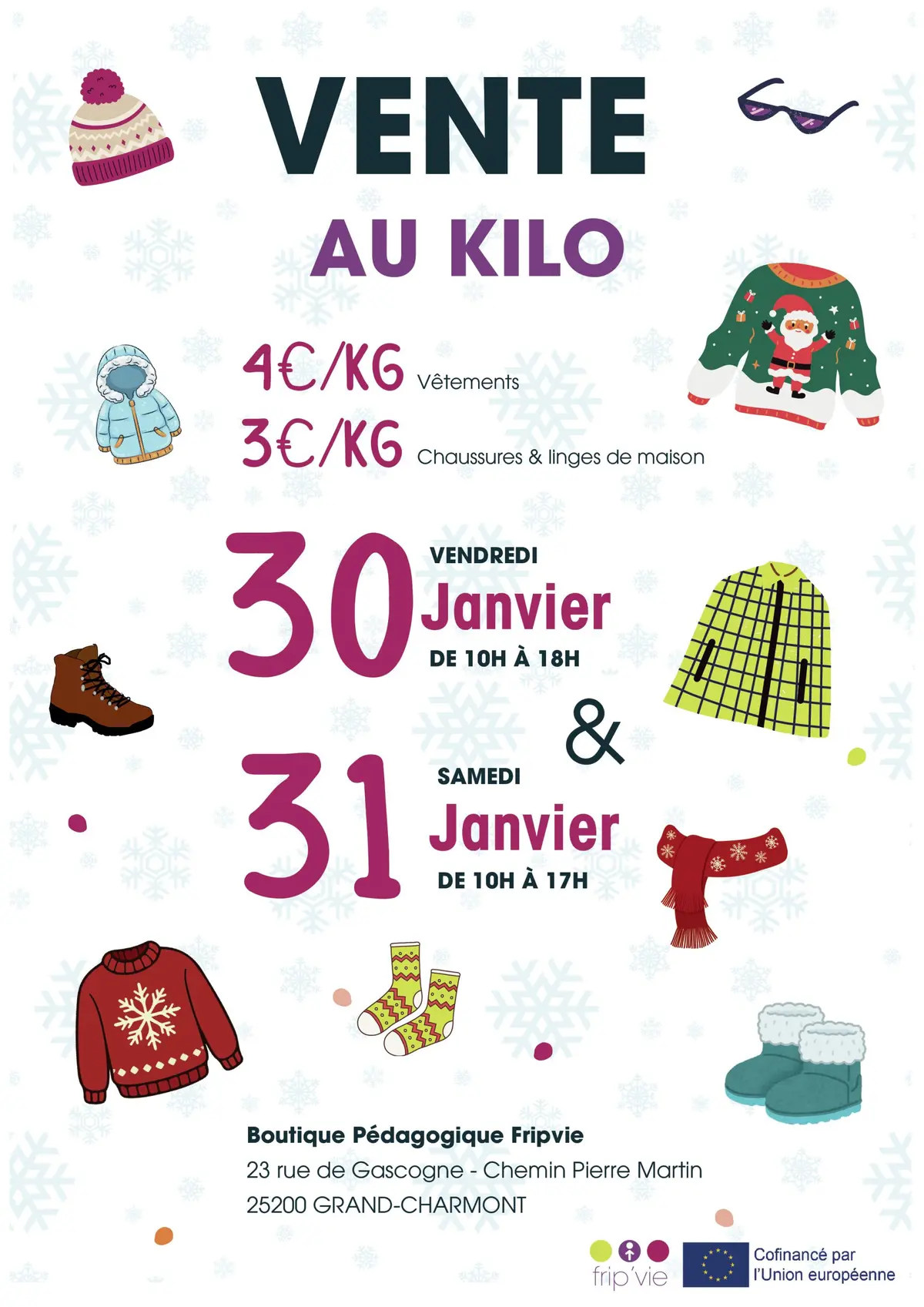 Vente au Kilo de vêtements , chaussures,  accessoires et linge de maison