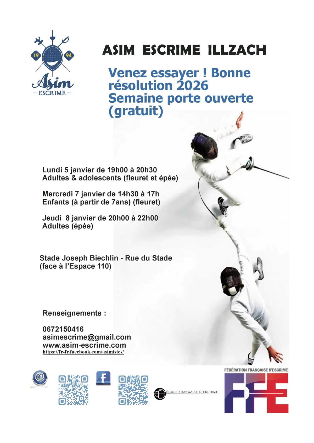 Porte ouverte asim escrime : résolution 2026 : essayez l escrime