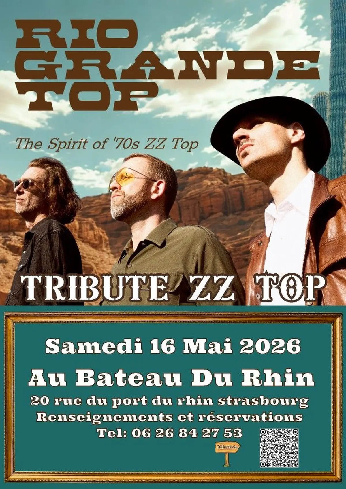 Rio grande Top le 16 mai au Bateau du rhin - Tribute ZZ Top