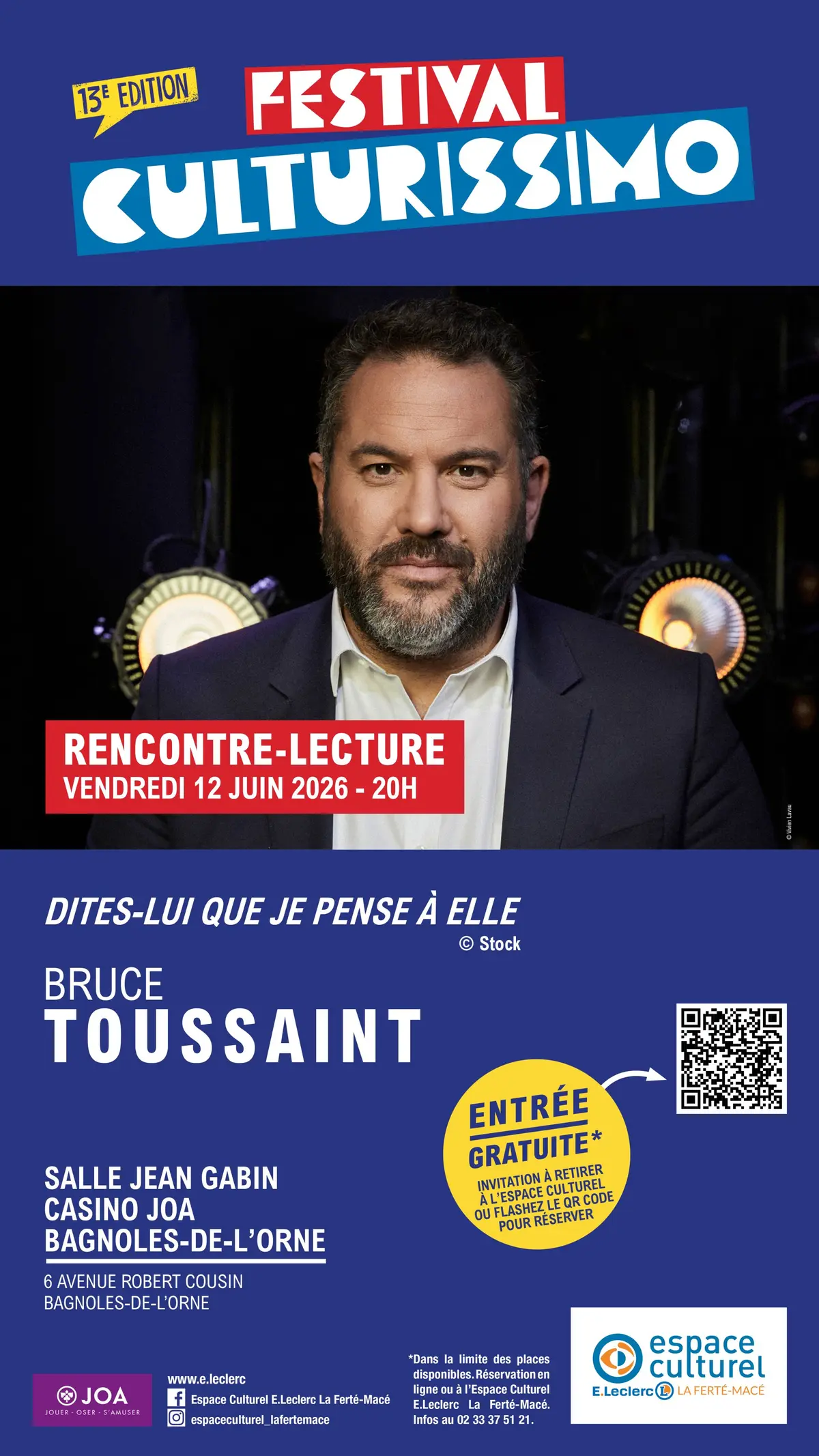 Festival Culturissimo - Rencontre/lecture de Bruce Toussaint