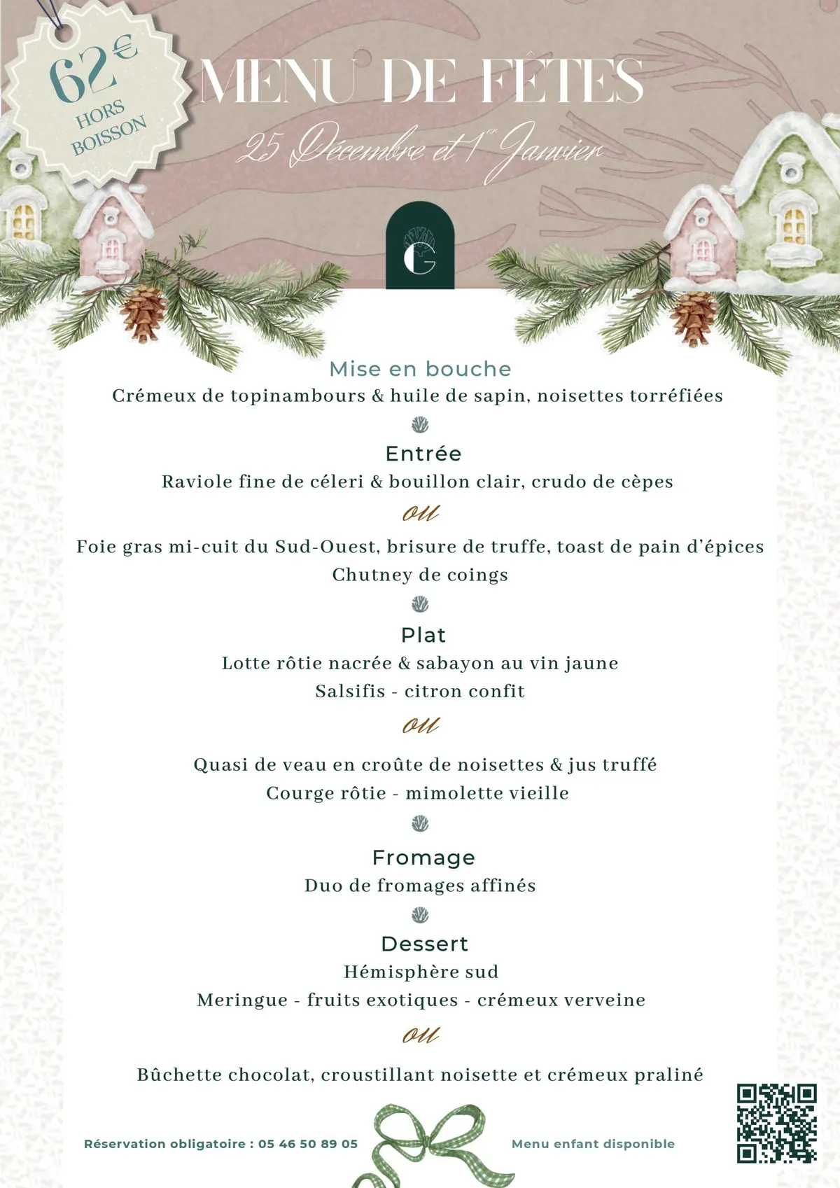Menus de Fêtes du restaurant Gaee à La Rochelle