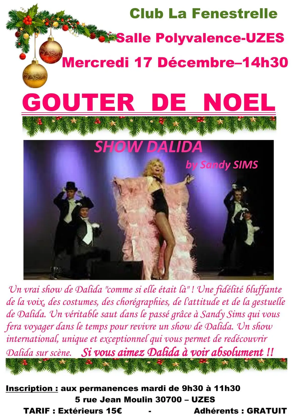 Spectacle Hommage à Dalida - Goûter de Noël
