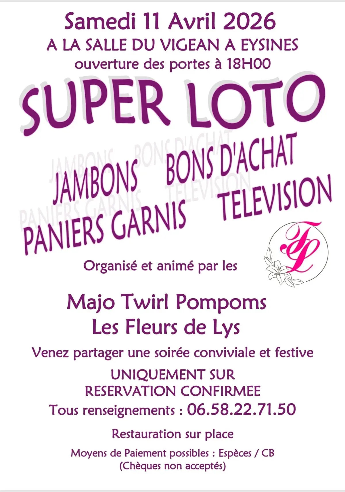 Super loto des majotwirl pompoms les fleurs de lys