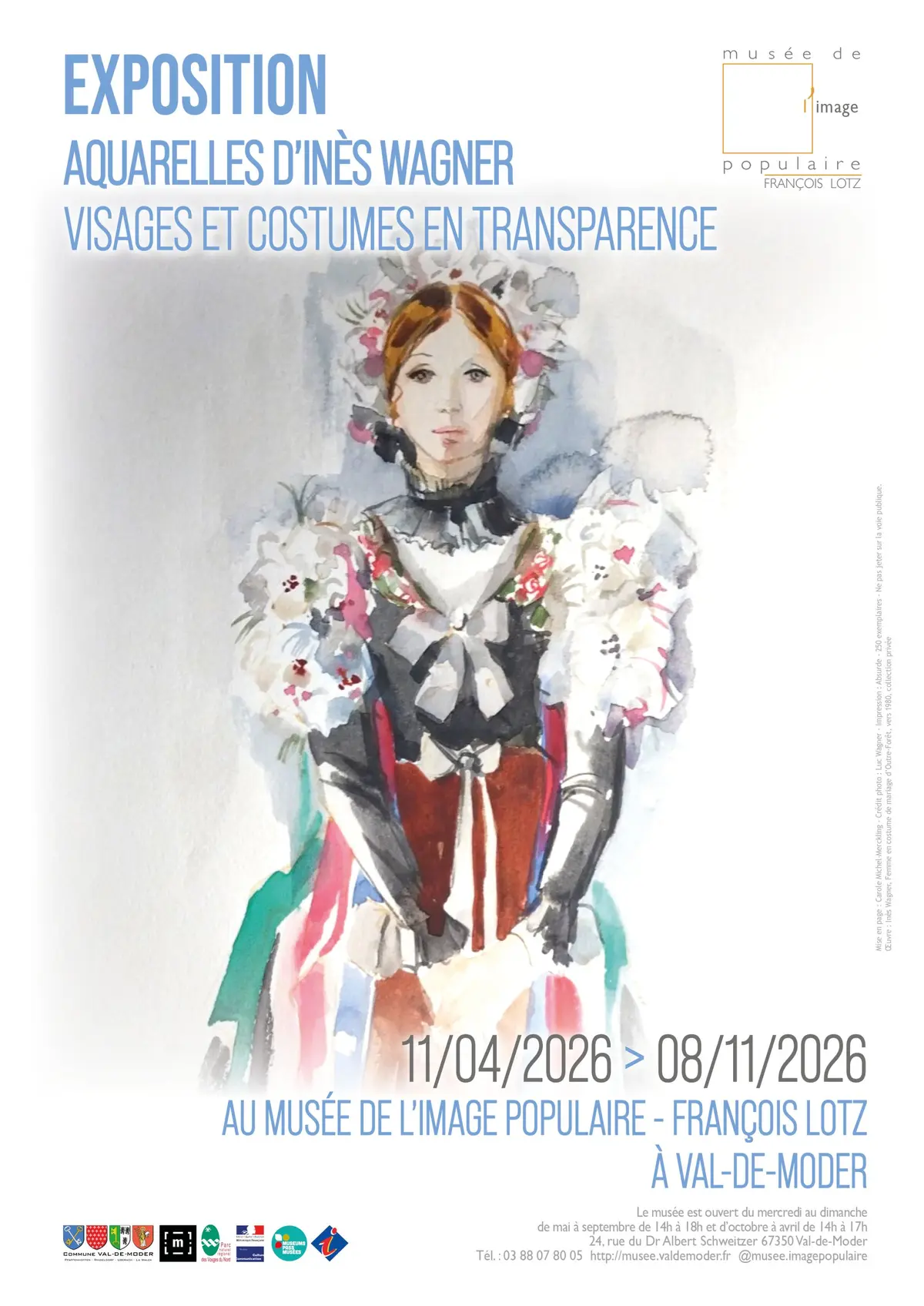 Exposition Aquarelles d’Inès Wagner. Visages et costumes en transparence