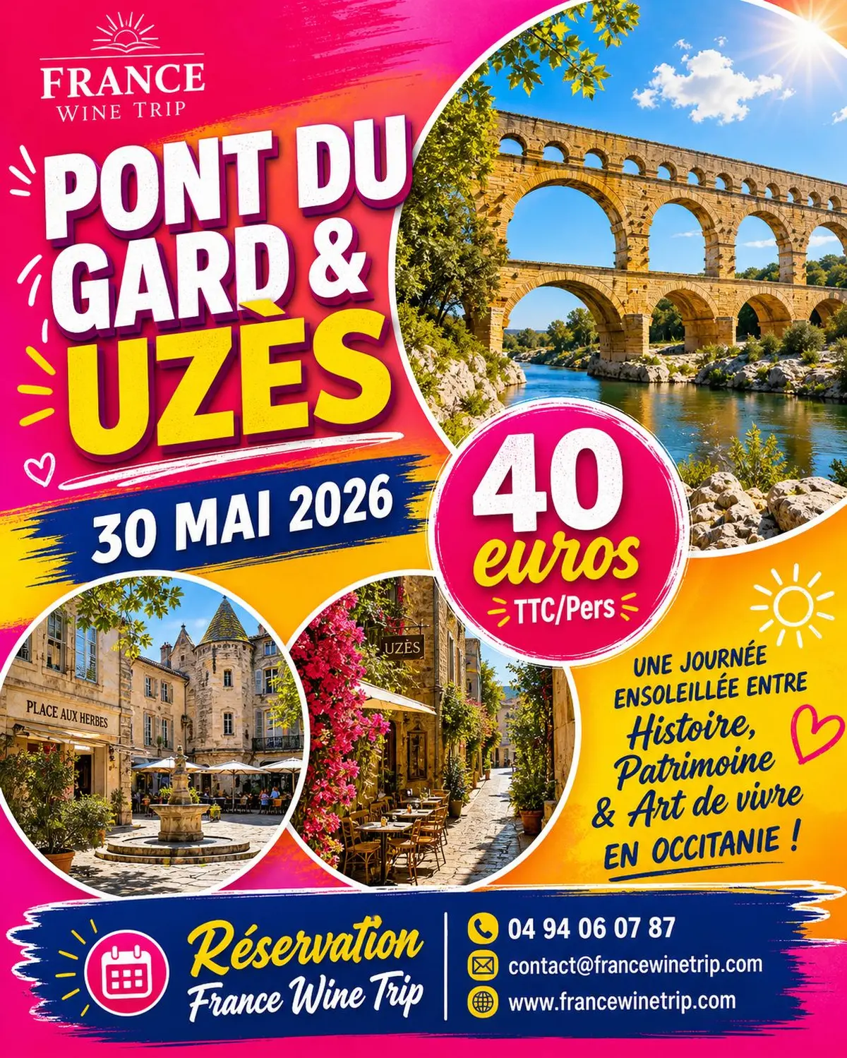 Sortie au Pont du Gard et à Uzès au départ de Hyères et Toulon pour la journée