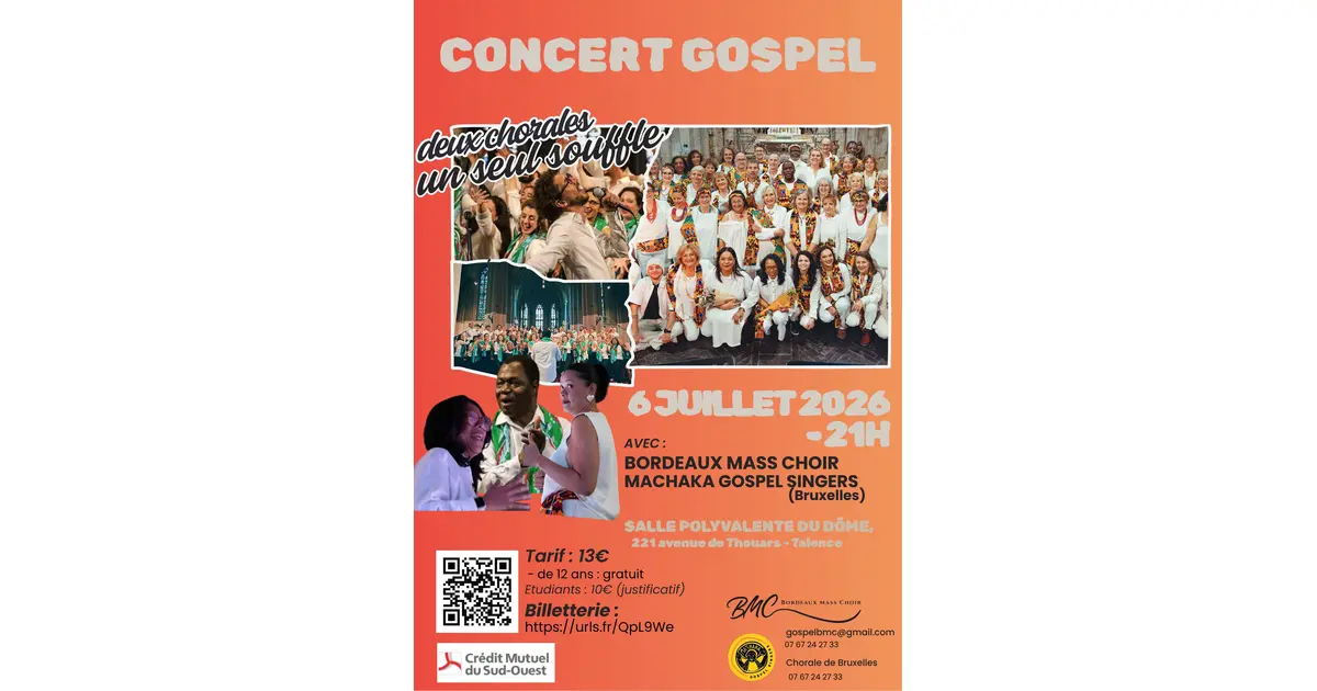 Concert Concert Gospel à Bordeaux 2026  Talence : places, billetterie, dates, réservations…