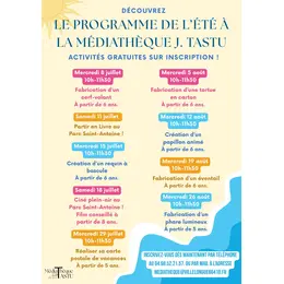 Programme des ateliers d'été 