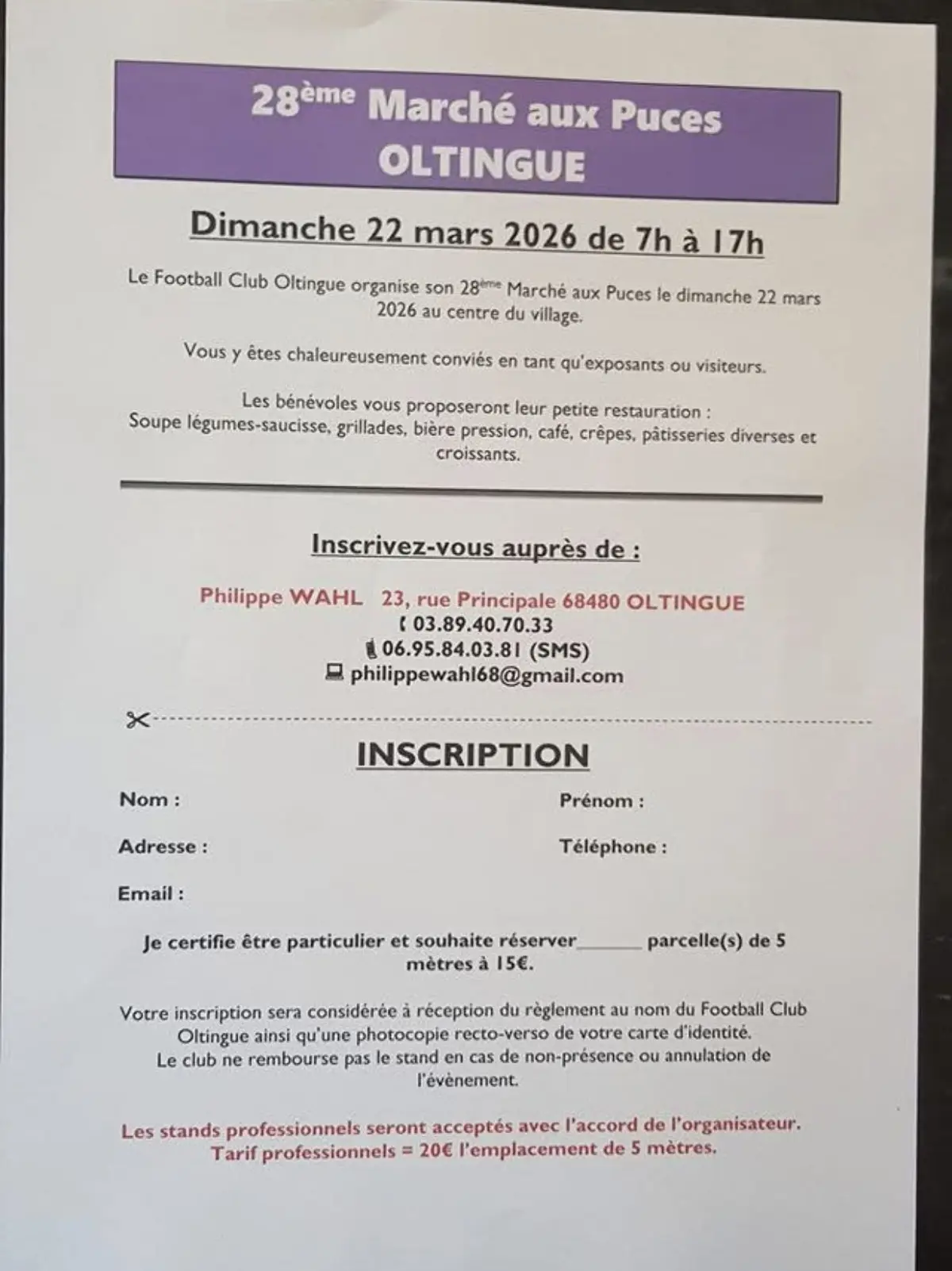 28ème marché aux puces organisé par le FC Oltingue