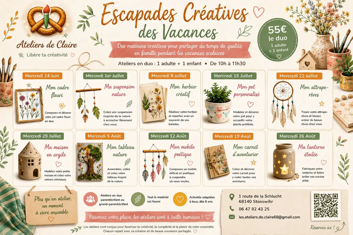 Escapades Créatives des Vacances par Les Ateliers de Claire 