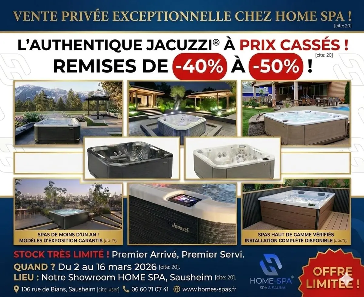  Vente Privée Showroom chez Home Spa Jacuzzi