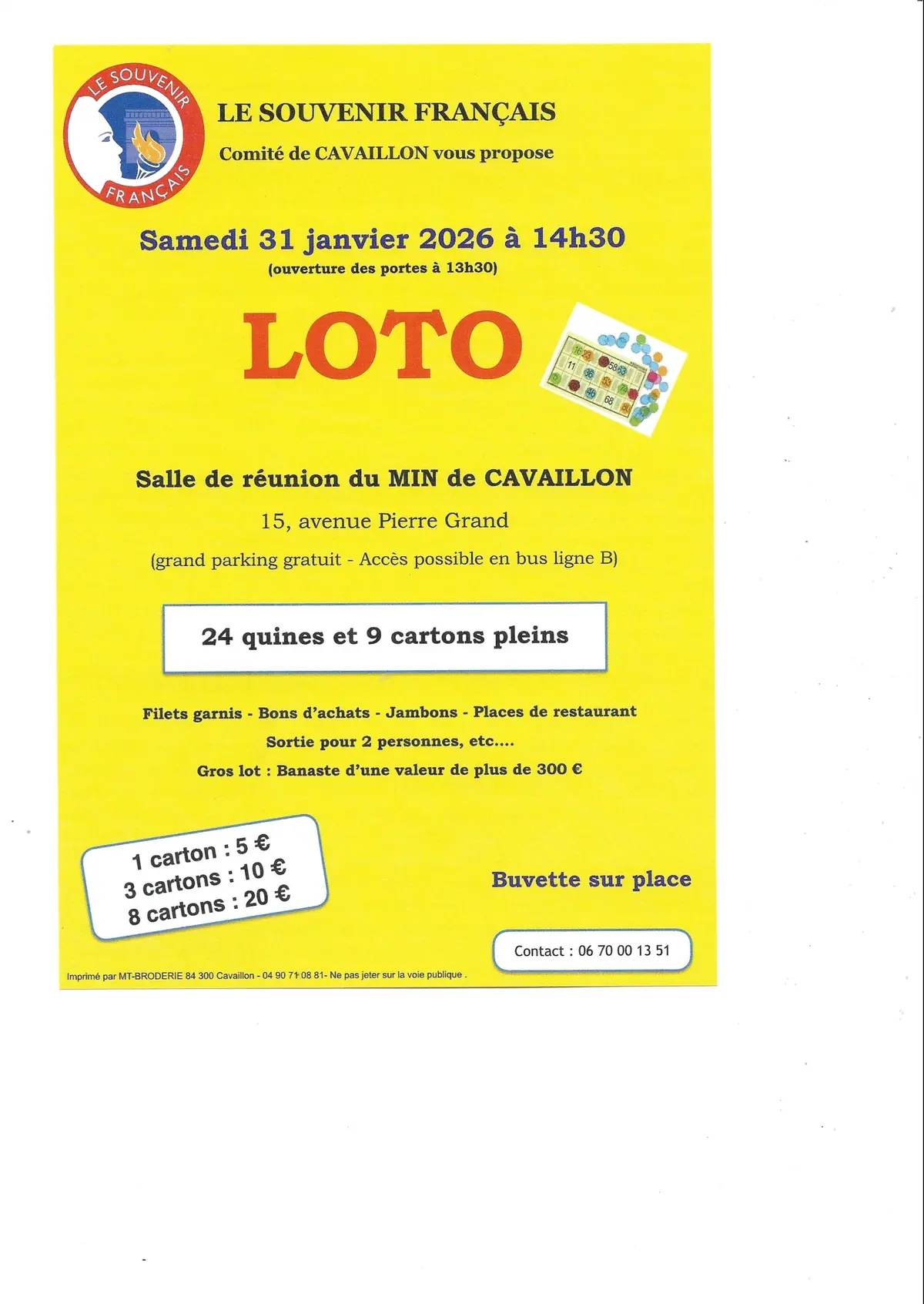 Loto du Souvenir Français de Cavaillon 