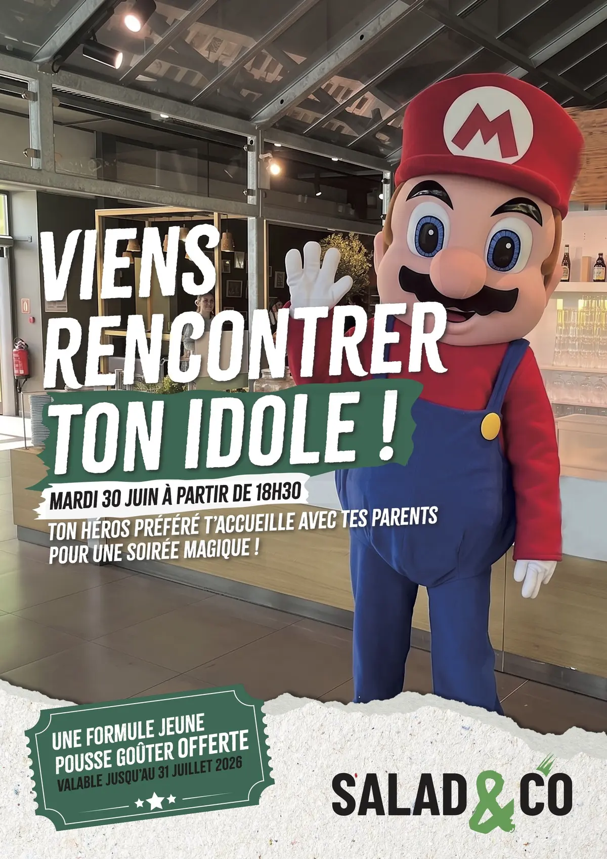 Mario, Luigi, Bowser et Peach vous donnent rendez-vous chez salad&co le 30/06