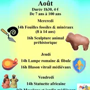 Ateliers vacances scolaires Août 2026