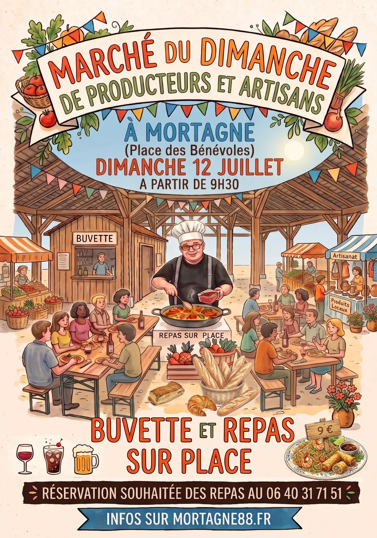 Marché du dimanche matin à Mortagne