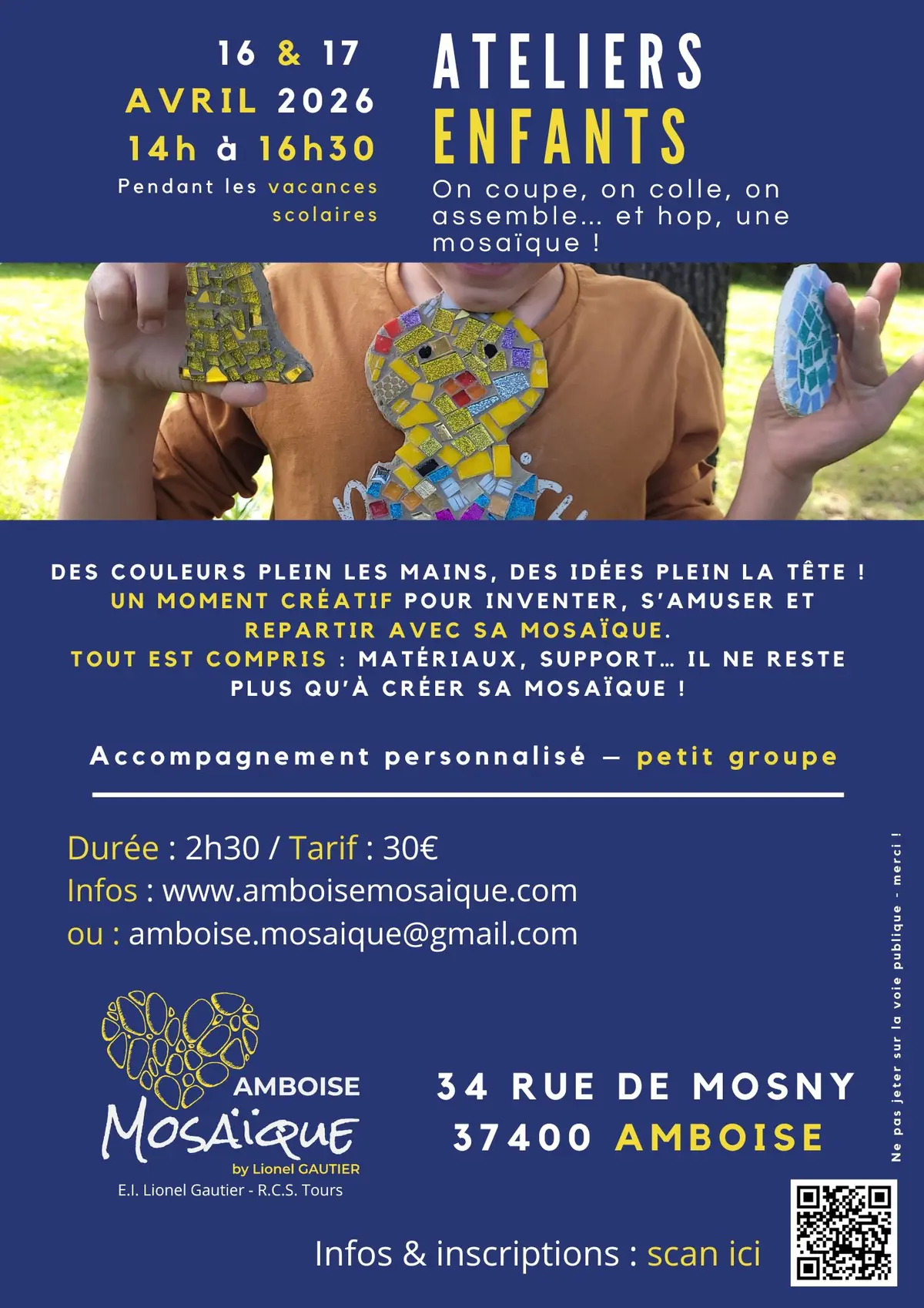 Ateliers Mosaïque Enfants – Vacances scolaires