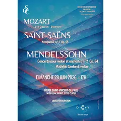 Concert Mozart Saint-Saëns Mendelssohn dimanche 28 juin 2026  à Clichy (92110)