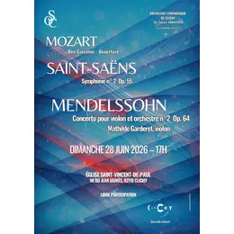 Concert Mozart Saint-Saëns Mendelssohn dimanche 28 juin 2026  à Clichy (92110)