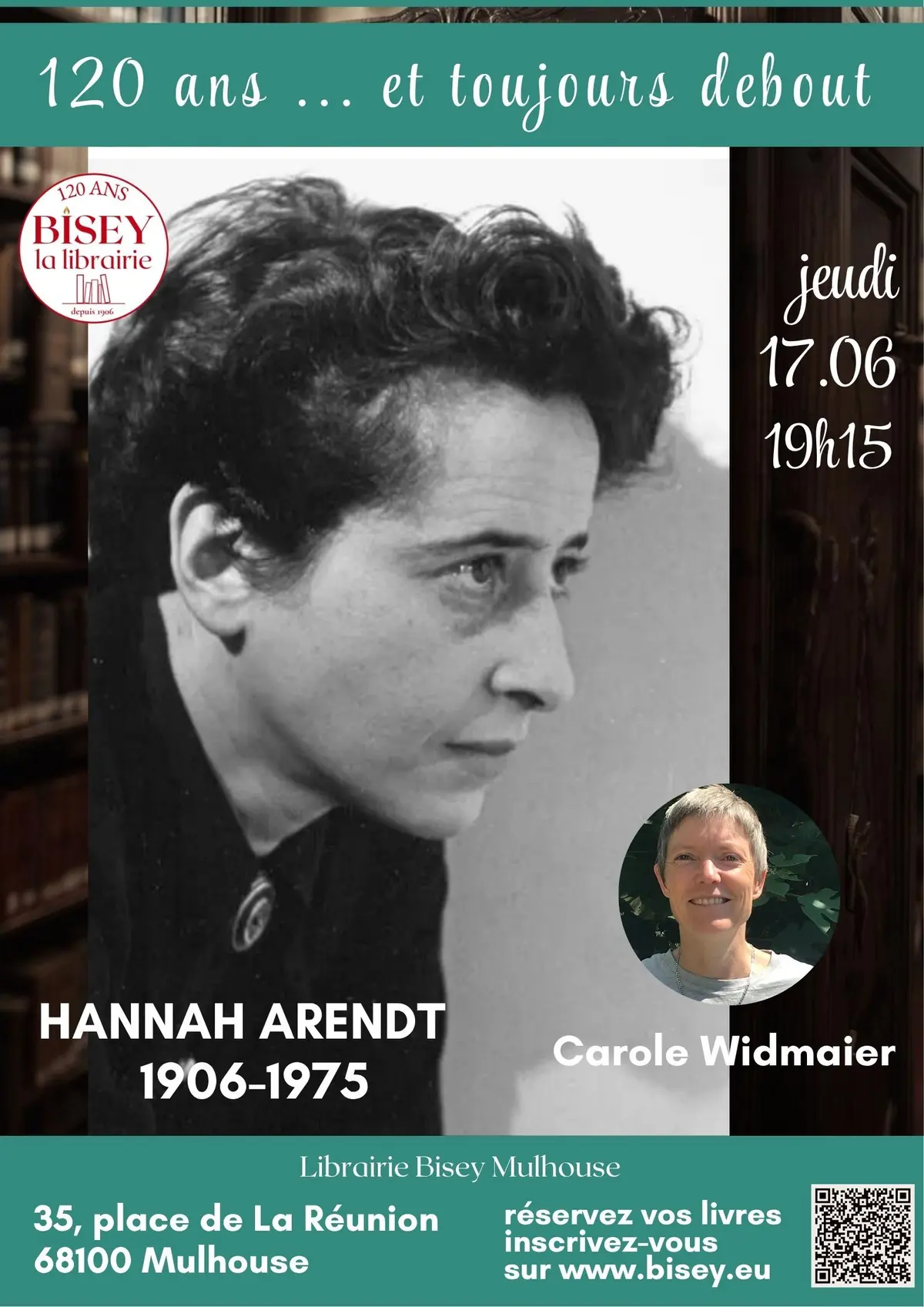 120 ans ... Et toujours debout ! Soirée philo  Hannah Arendt par Carole Widmaier