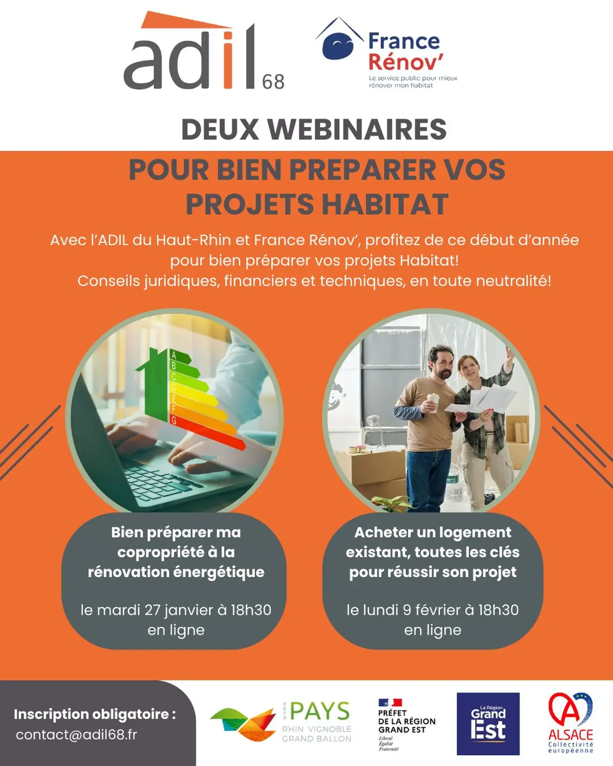 2 Webinaires : Copropriétés et Nouveaux accédants
