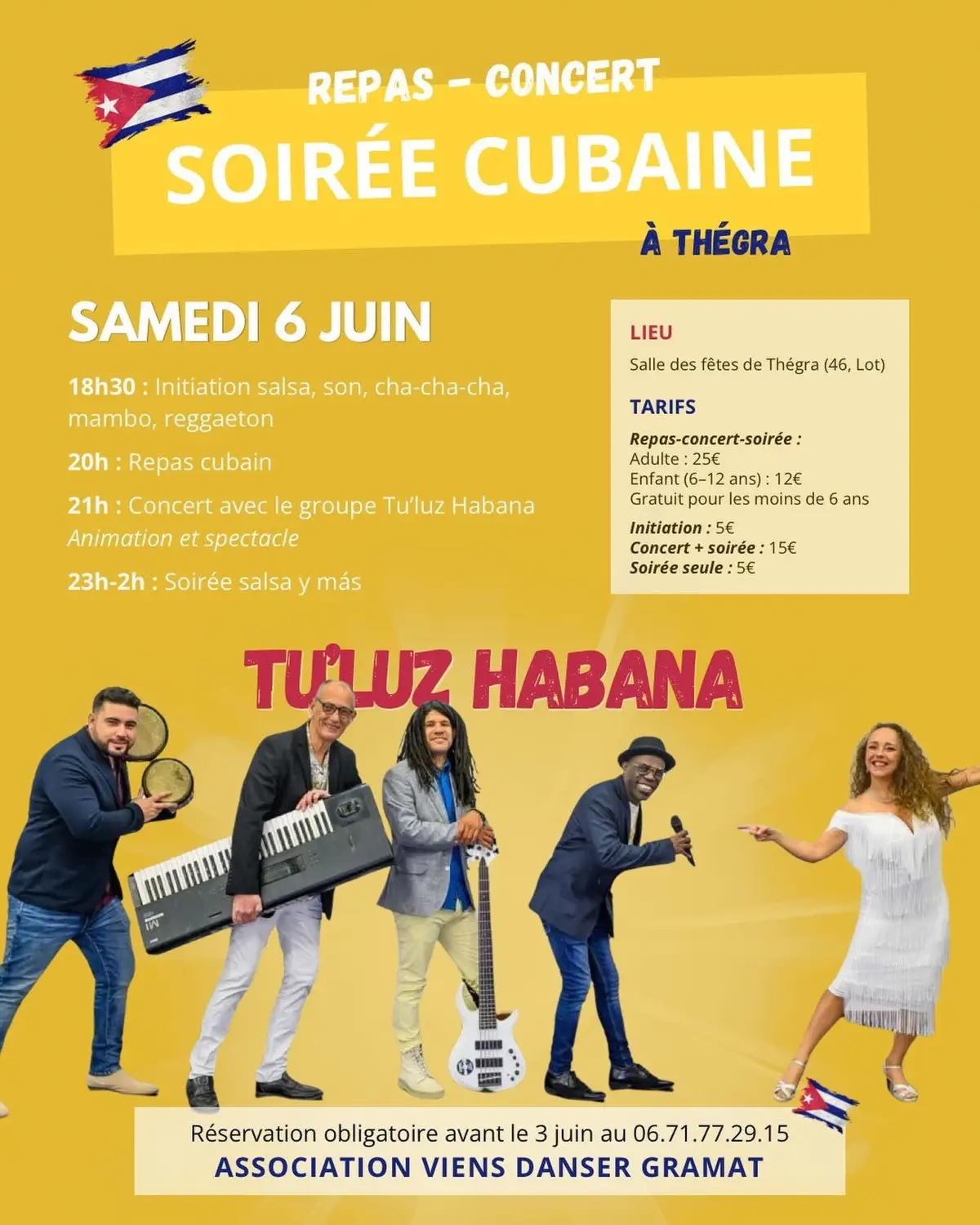 Soirée cubaine-initiations-repas-concert-soirée 