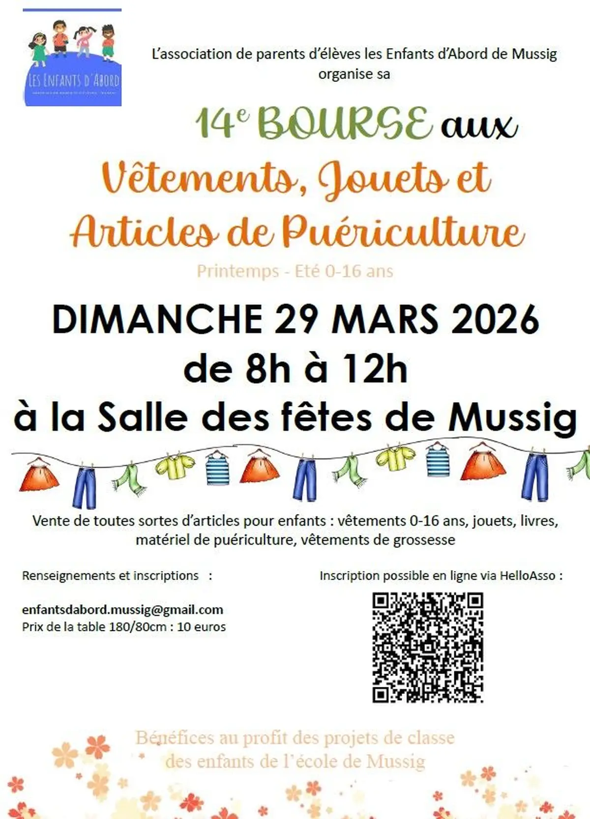 Bourse aux vêtements, jouets et articles de puériculture