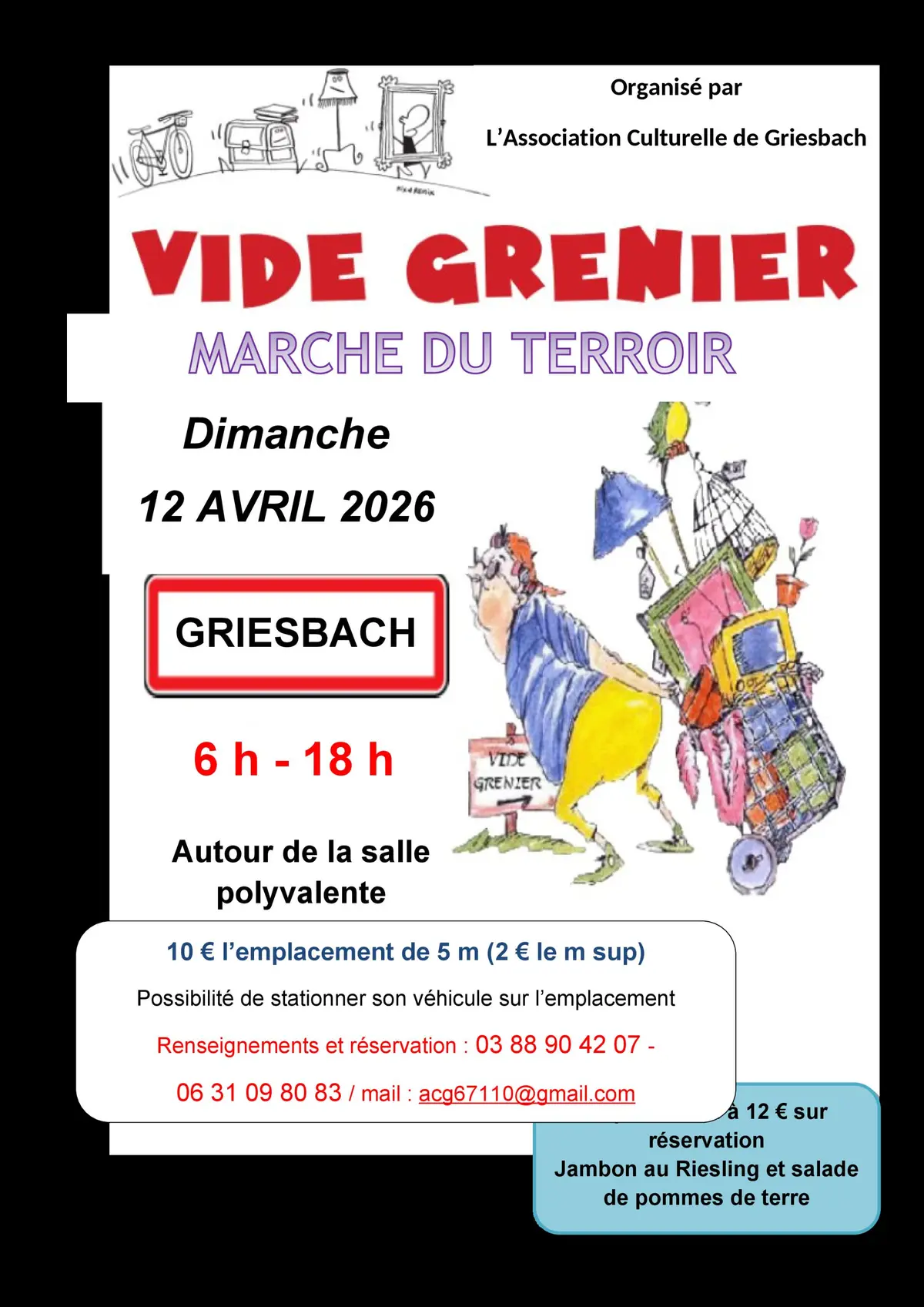 Vide Grenier et Marché du Terroir à Griesbach-67110 le 12 avril 2026