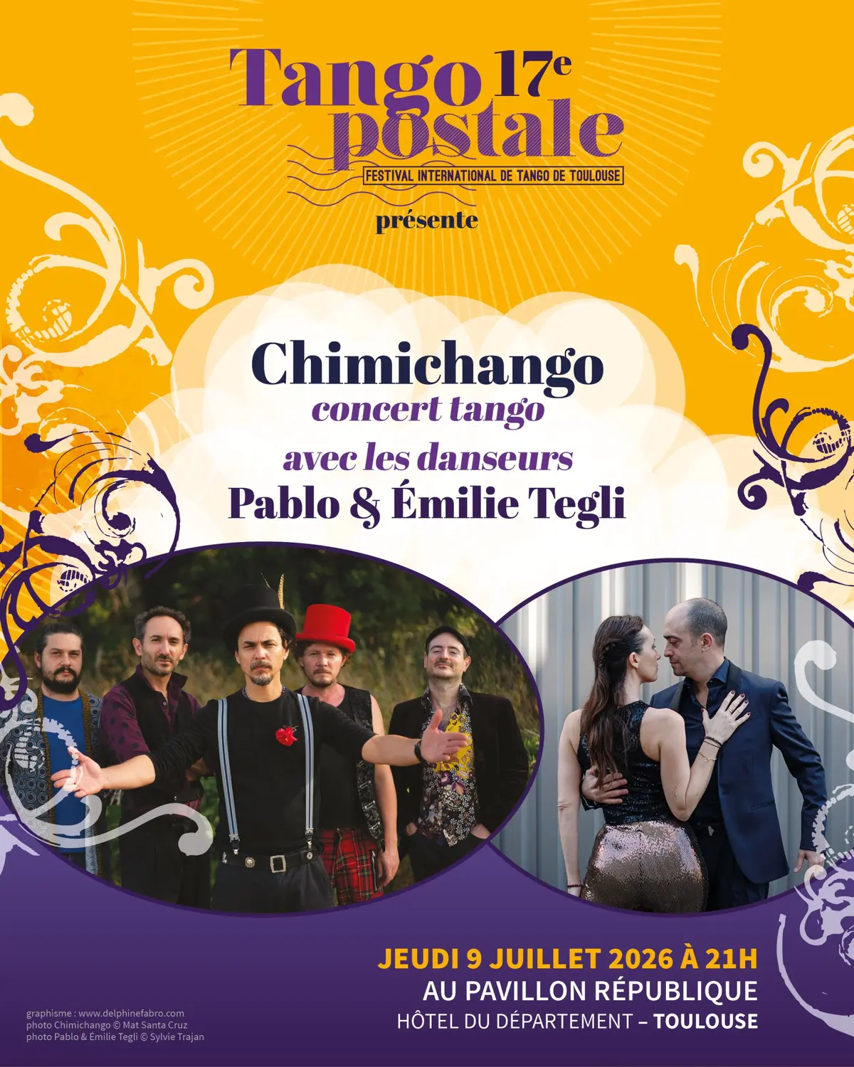Chimichango et les danseurs Pablo & Émilie Tegli