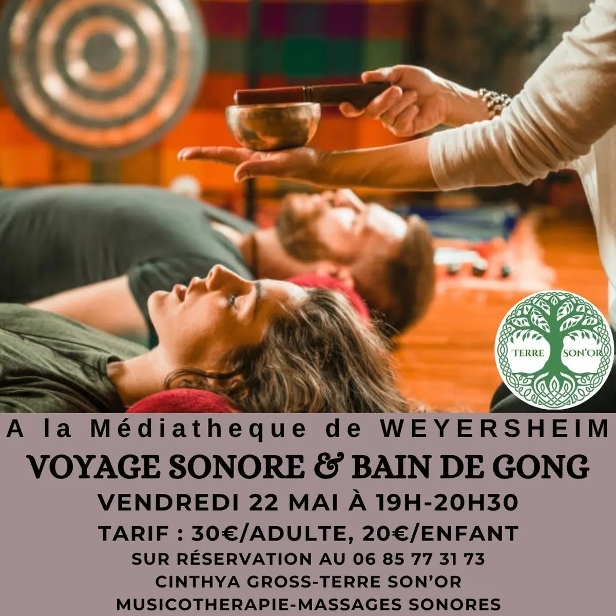 Voyage sonore bols tibétains, cristal et bain de gong sacré