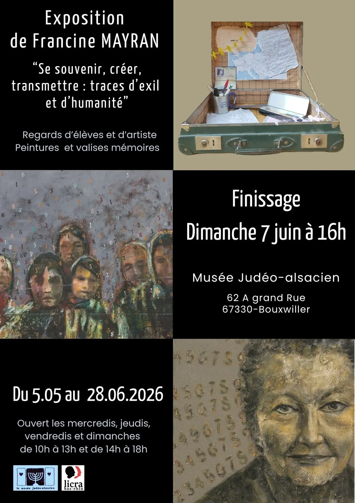 Finissage exposition de Francine Mayran: peintures et valises mémoire