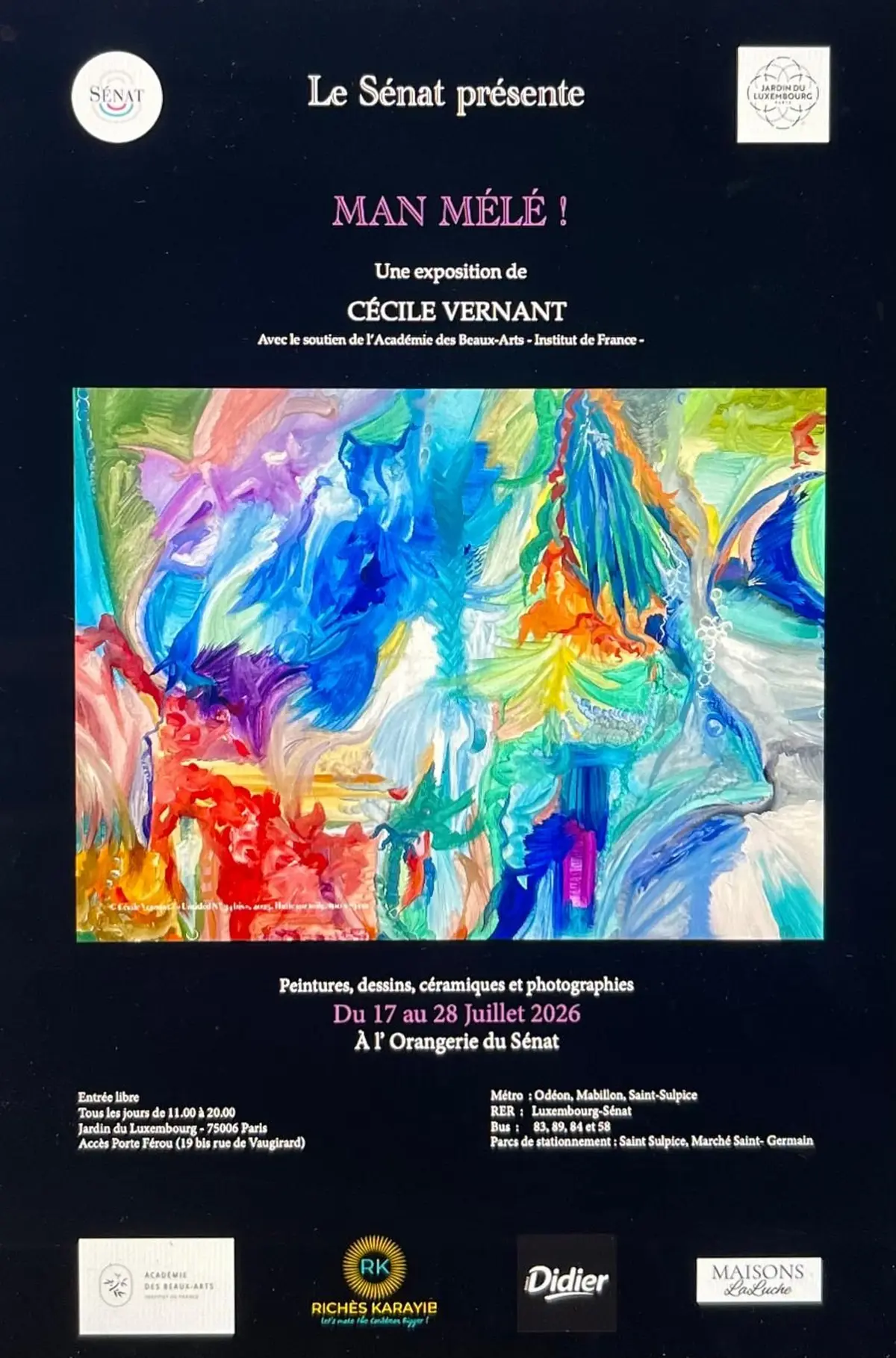 Man Mélé !, a solo exhibition by Cécile Vernant (Orangerie du Sénat)