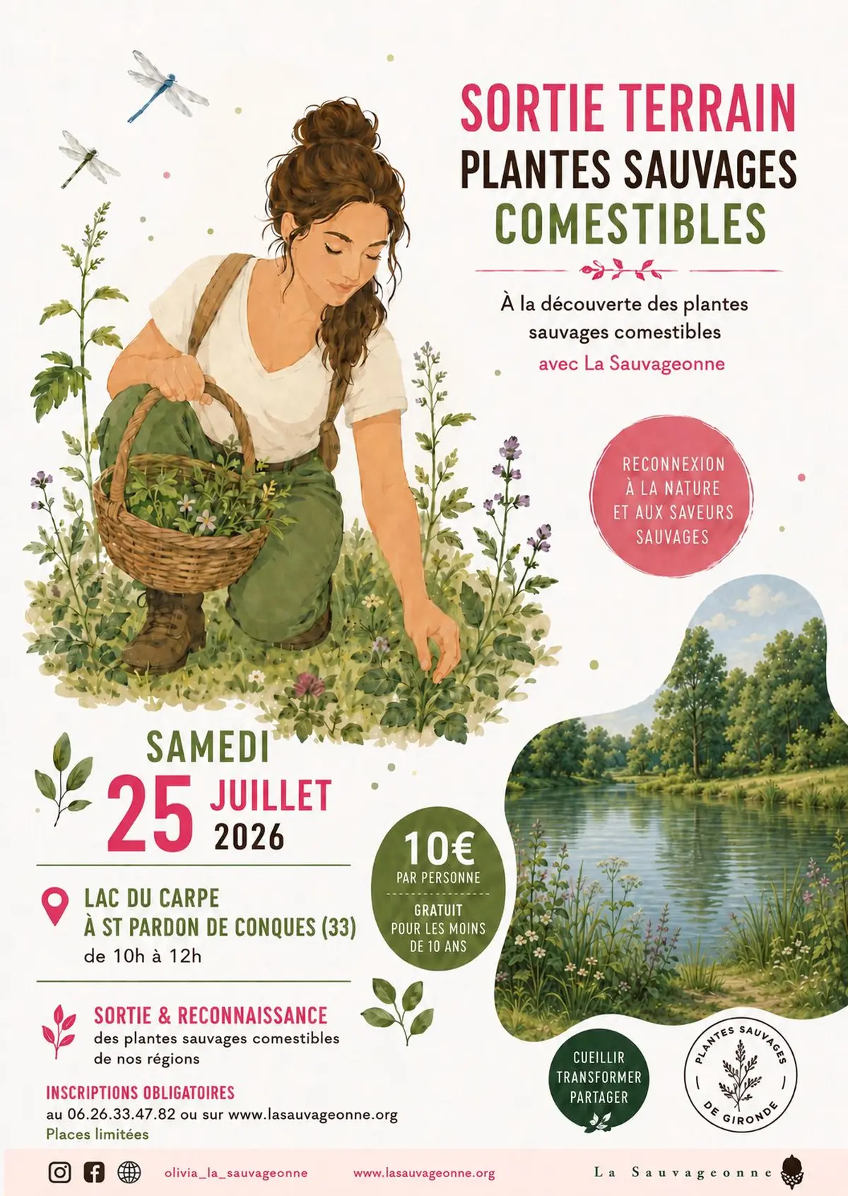 Sortie plantes sauvages comestibles à St Pardon de Conques (lac du Carpe)