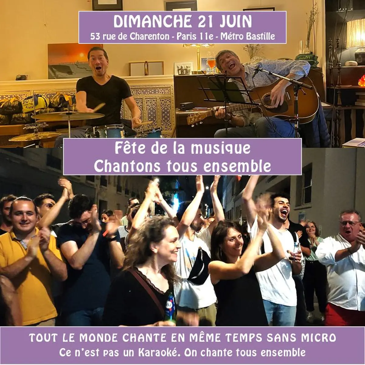 DIMANCHE 21 JUIN - Chantons tous ensemble autour d'une guitare & d'une batterie