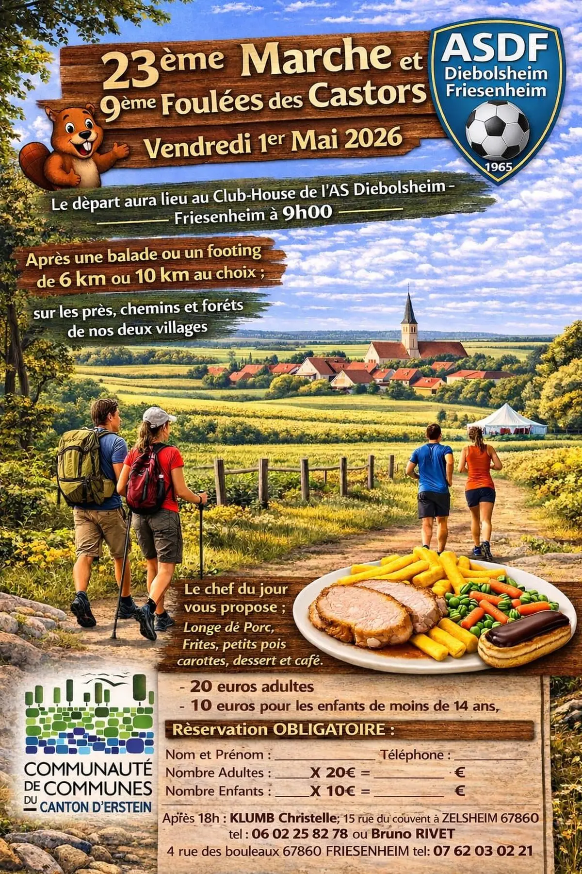 DIEBOLSHEIM 23 ème marche et 9 ème foulées des castors vendredi 1 mai 2026