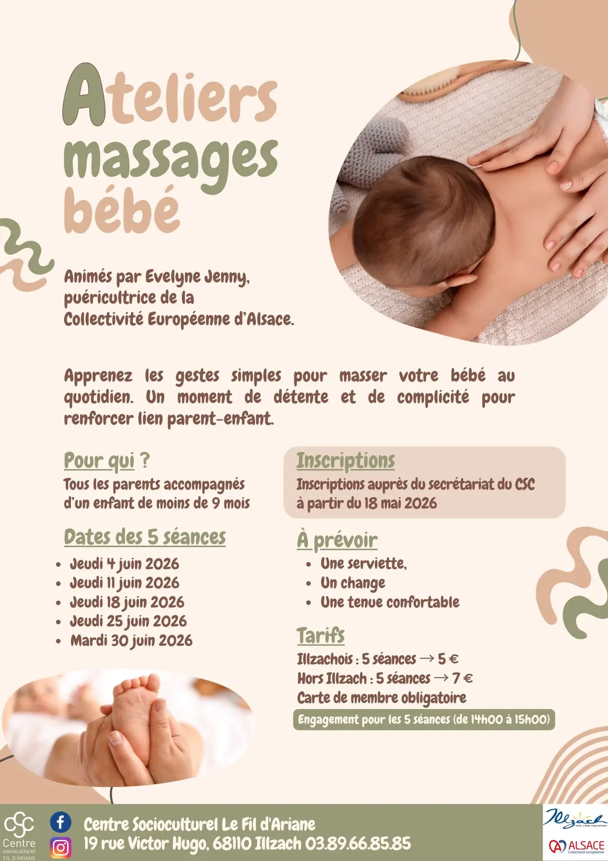 Ateliers massages bébé