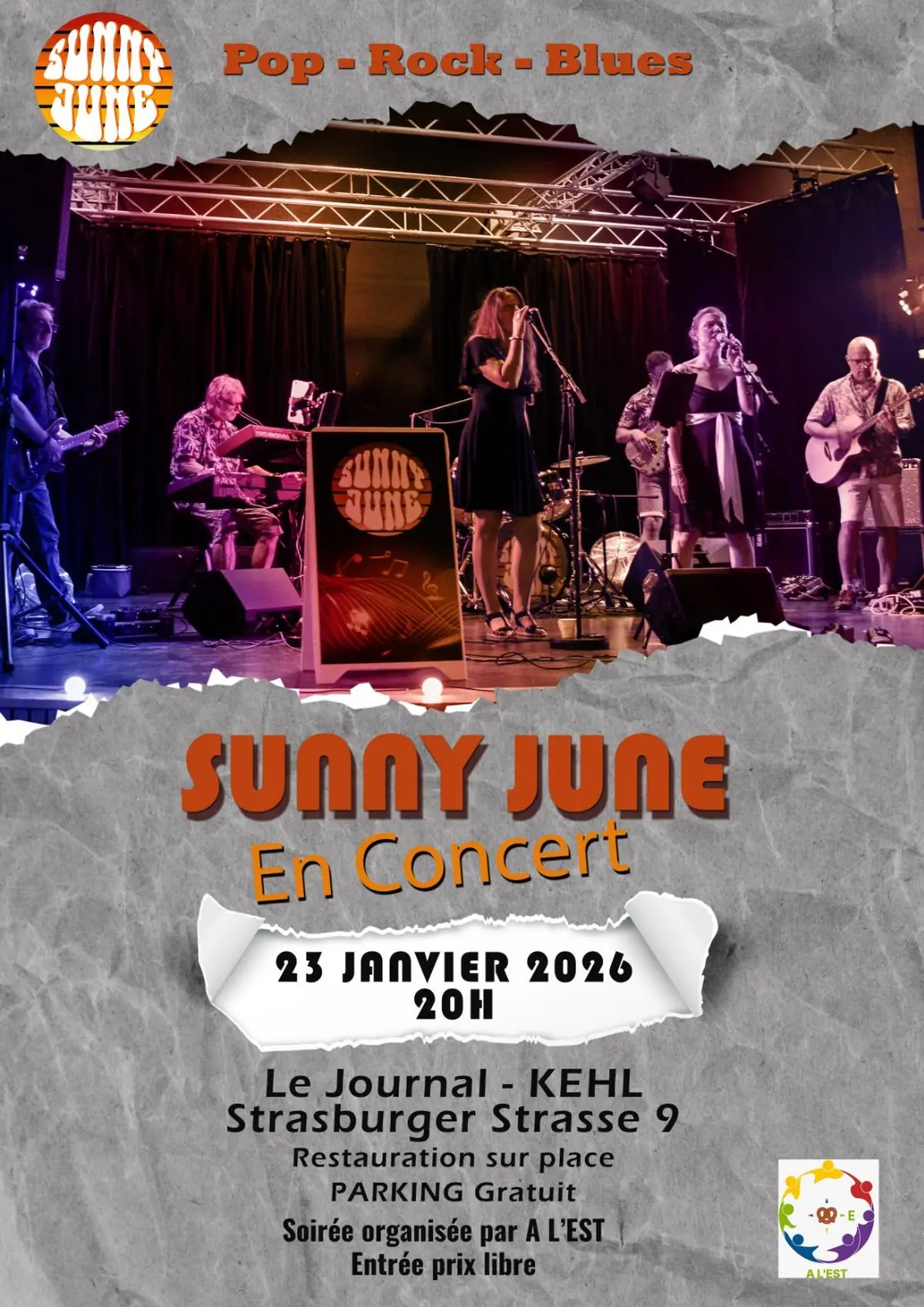Concert Sunny June avec A l'EST Au Journal Kehl Vendredi 23 Janvier ROCK/BLUES