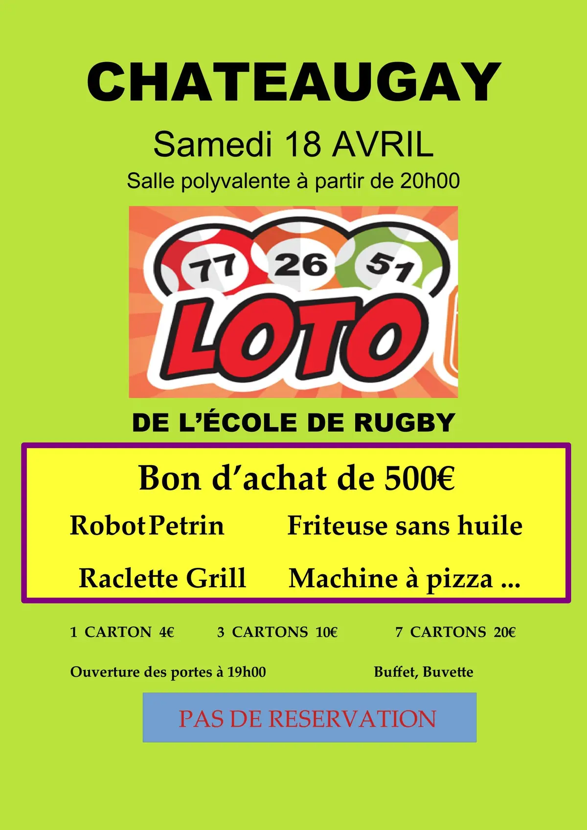 Loto de l'école de rugby Blanzat Chateaugay