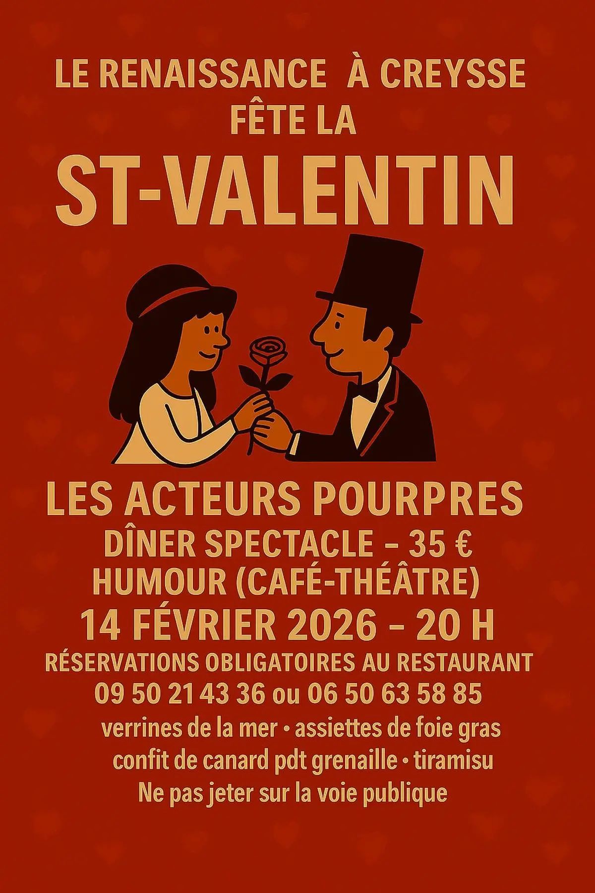 Diners spectacles st Valentin 