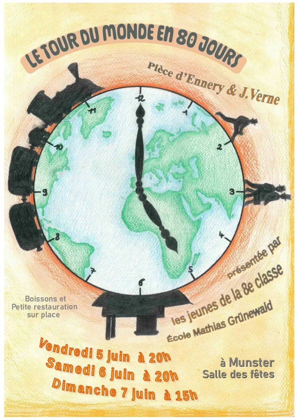 Tour du monde en 80 jours, pièce de théâtre des élèves de la 8e classe 