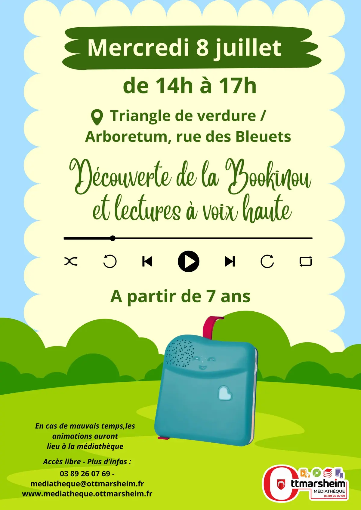 Mediatheque sur l'herbe - Découverte de la Bookinou et lectures à voix haute