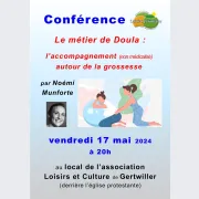 Conférence sur le métier de Doula ou l\'accompagnement (non médicalisé) autour de la grossesse.