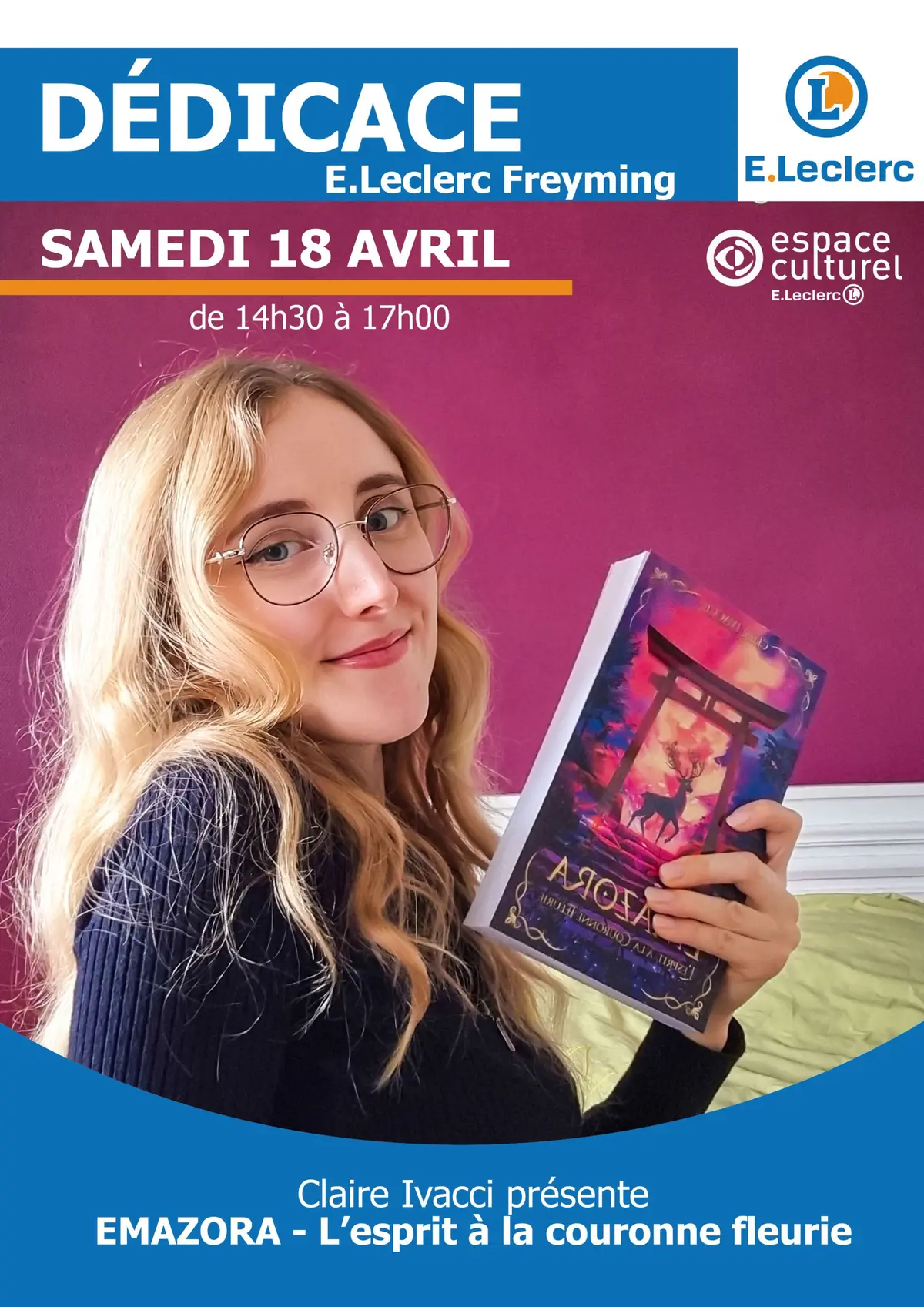 Claire Ivacci en dédicace au Leclerc de Freyming