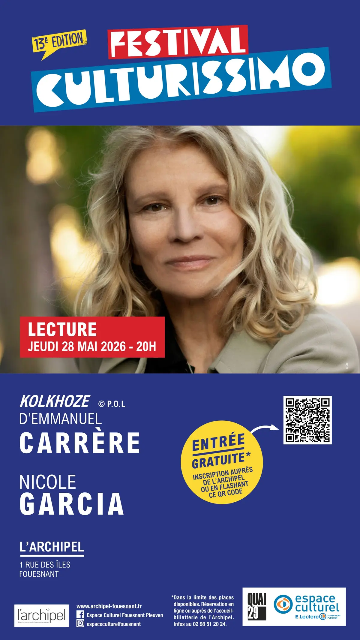 Festival Culturissimo - Lecture de Nicole Garcia
