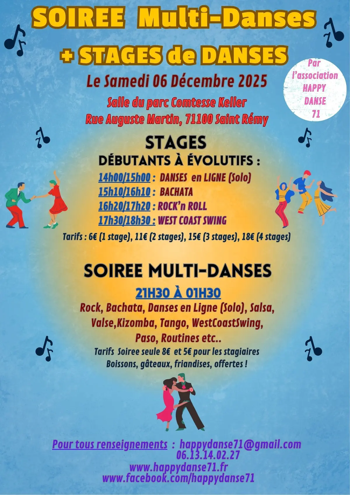 SOIREE Multi-Danses + 4 STAGES , par l'association HAPPY DANSE 71