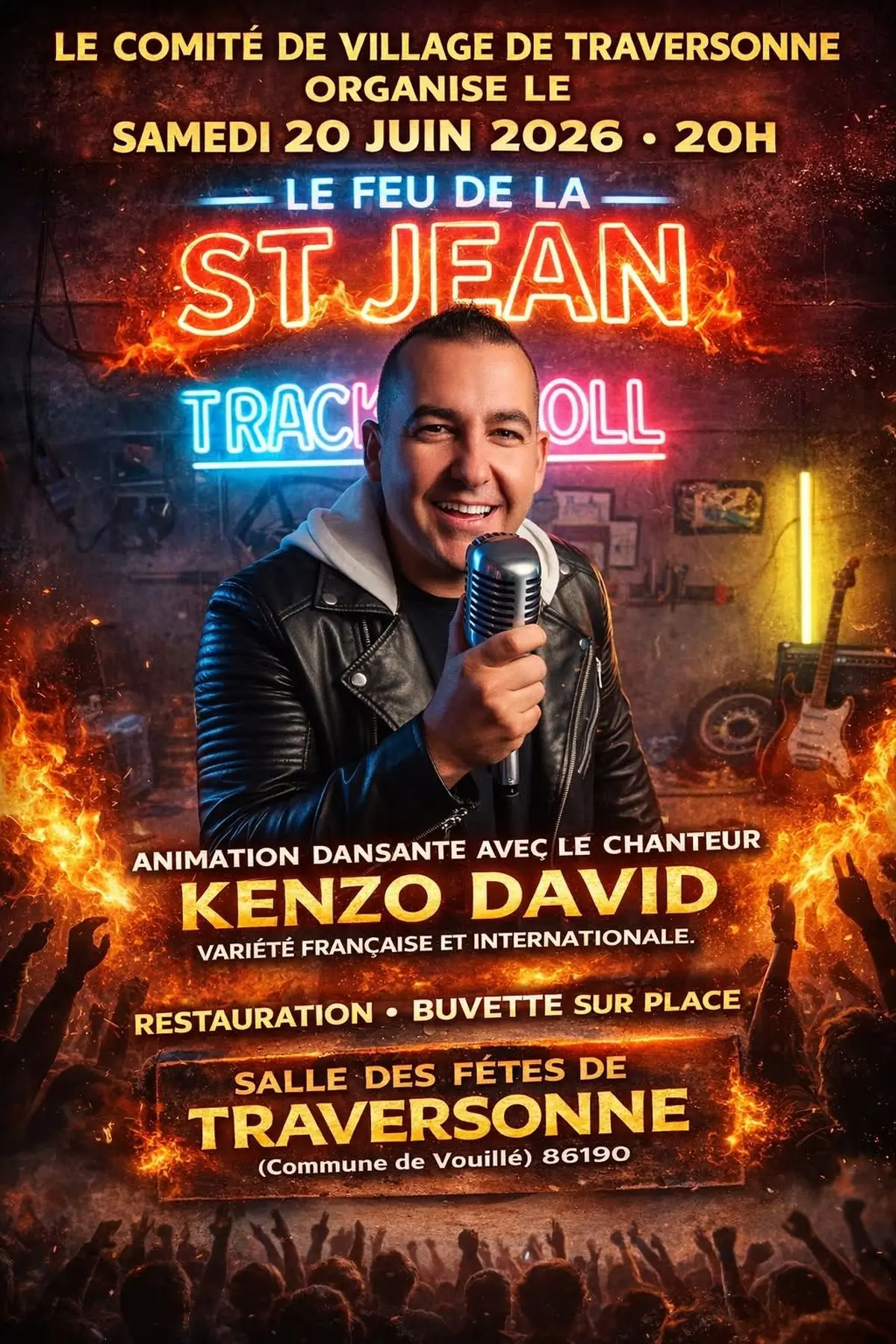 Feu de la St Jean avec le chanteur Kenzo David