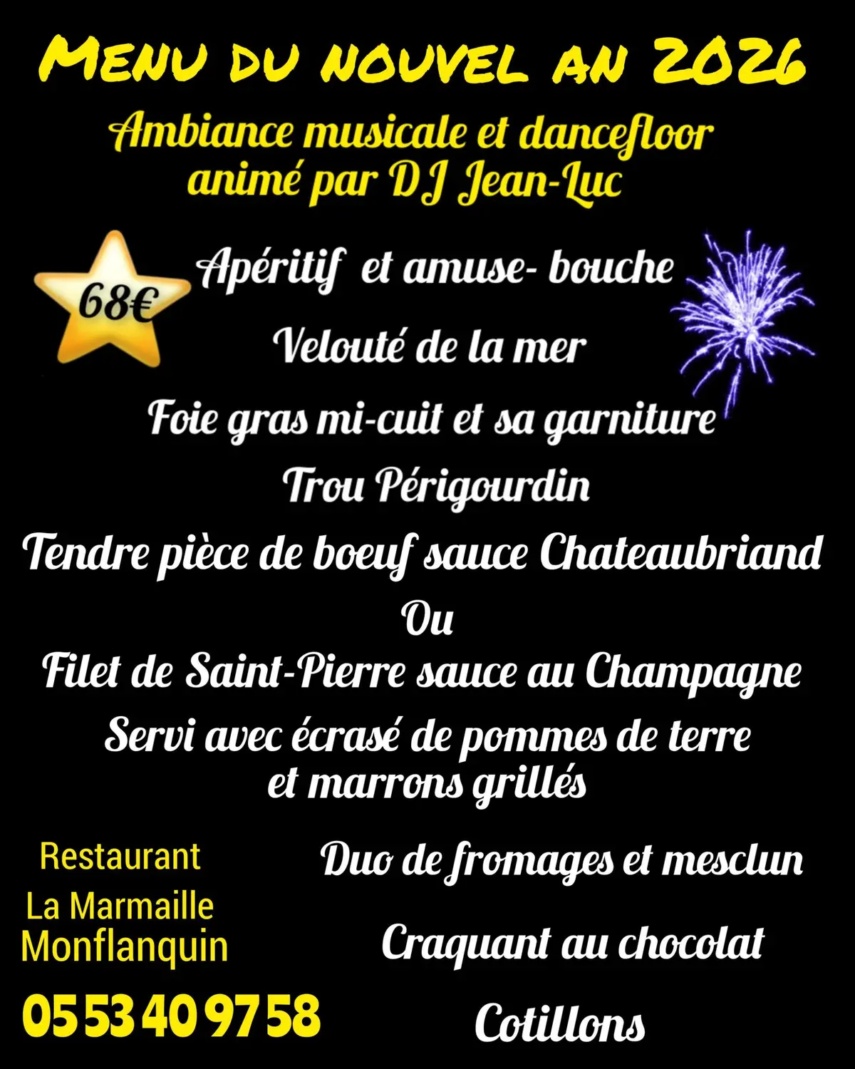 Menu réveillon 2025