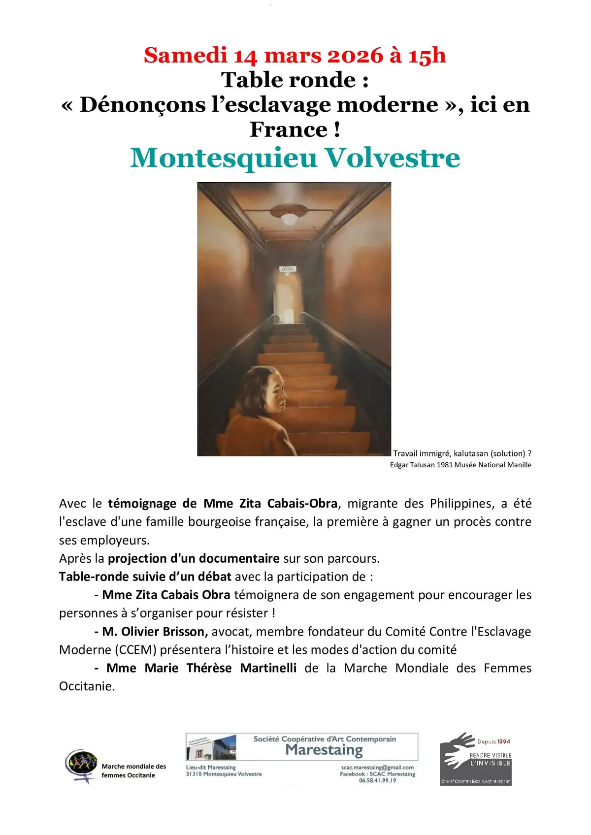 Table ronde : « Dénonçons l’esclavage moderne », ici en France !